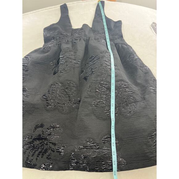 Anthropologie Maeve Jacquard Mini Black Floral Dress Women's 10 Babydoll Fairy - Picture 10 of 10